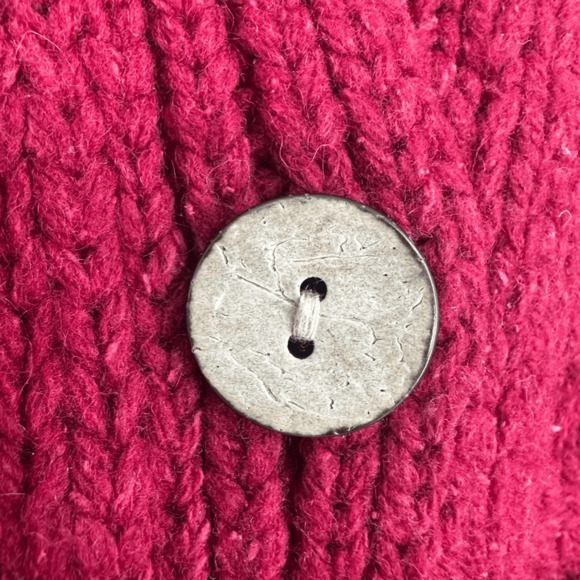 Nua Womens M Cardigan Sweater Merino Wool Silk Bubble Knit Red Ireland Fairy - Picture 12 of 13